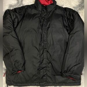 LL Bean Jacket Adult Medium Black Red  Down Puffer Coat Full Zip Outdoors Mens